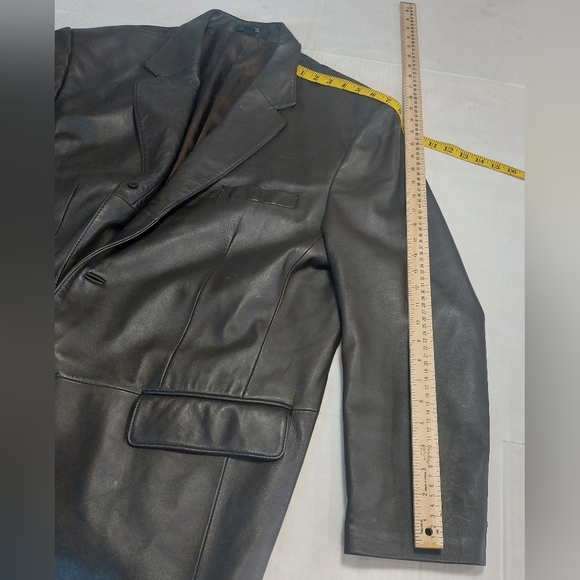 J. FERRAR Women's Oversized Brown Genuine Leather Blazer Jacket Size Large. - Picture 7 of 15